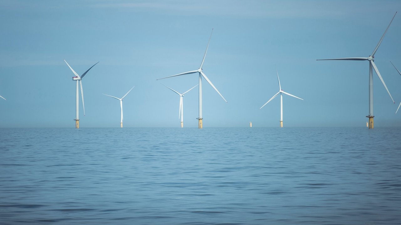 Dudgeon offshore wind farm is located off the coast of England